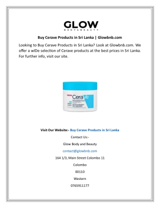 Buy Cerave Products in Sri Lanka  Glowbnb.com