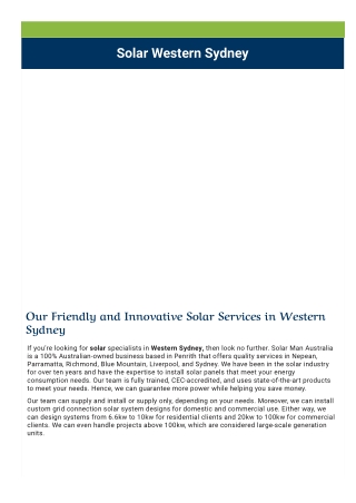 Solar Western Sydney