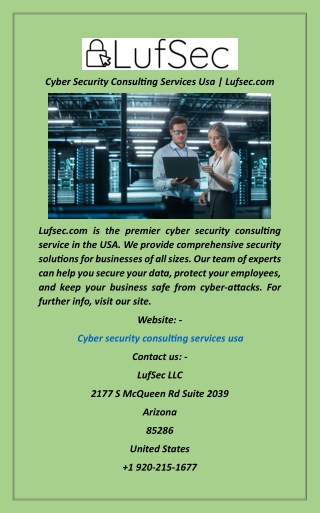 Cyber Security Consulting Services Usa  Lufsec