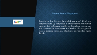 Games Rental Singapore Partyplus.com.sg