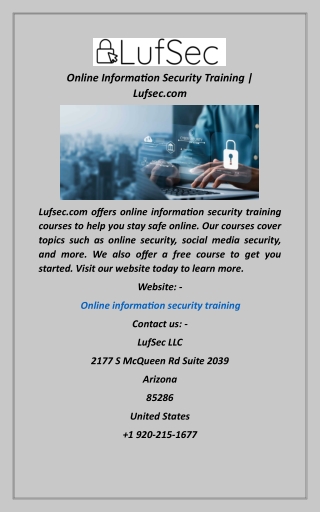 Online Information Security Training  Lufsec