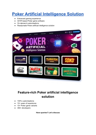 Poker Artificial Intelligence Solution