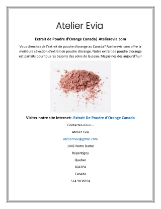 Extrait de Poudre d'Orange Canada Atelierevia.com