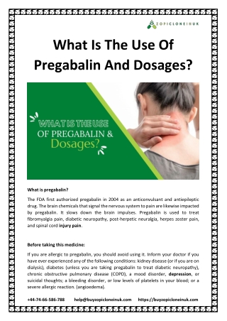 What Is The Use Of Pregabalin And Dosages?