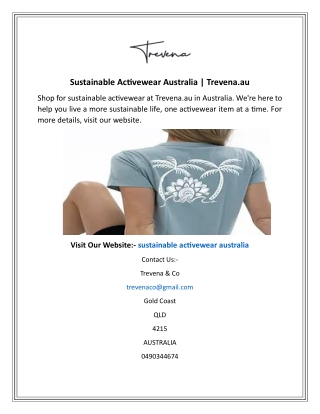 Sustainable Activewear Australia  Trevena.au