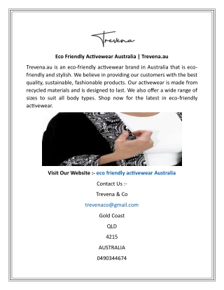 Eco Friendly Activewear Australia  Trevena.au