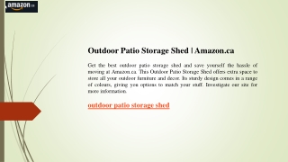 Outdoor Patio Storage Shed  Amazon.ca