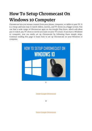 How To Setup Chromecast On Windows 10 Computer