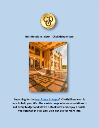 Best Hotels In Jaipur | Chokhidhani.com