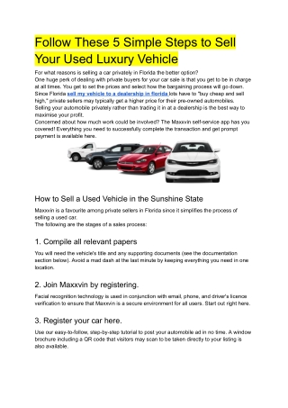 Follow These 5 Simple Steps to Sell Your Used Luxury Vehicle