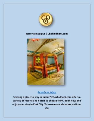 Resorts In Jaipur | Chokhidhani.com