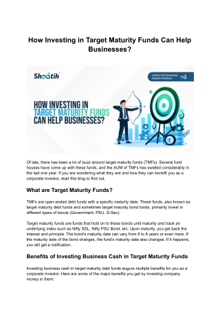 How Investing in Target Maturity Funds Can Help Businesses?