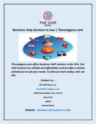 Business Voip Services in Usa  Thevoipguru com