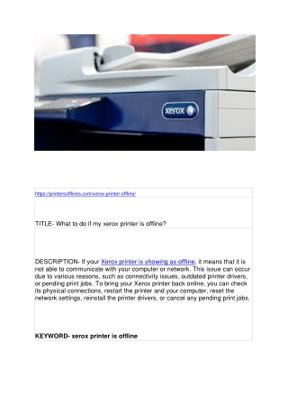 What to do if my xerox printer is offline?