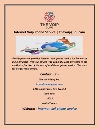 Internet Voip Phone Service  Thevoipguru com