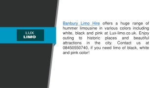 Banbury Limo Hire  Lux-limo.co.uk