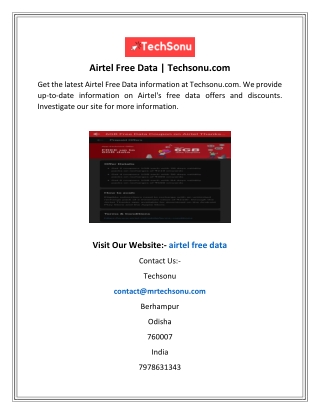 Airtel Free Data  Techsonu.com