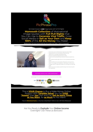 PicPhrase Pro - 3,000 Image Quotes with PLR