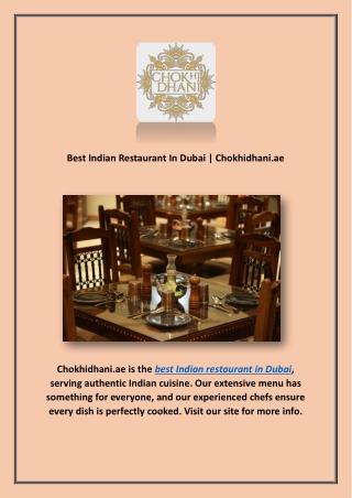 Best Indian Restaurant In Dubai | Chokhidhani.ae