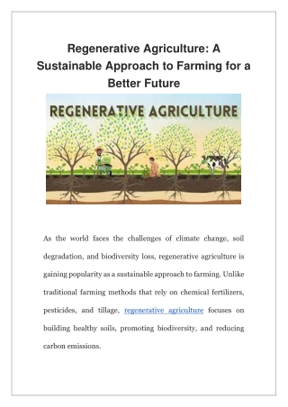 Regenerative Agriculture A Sustainable Approach to Farming for a Better Future