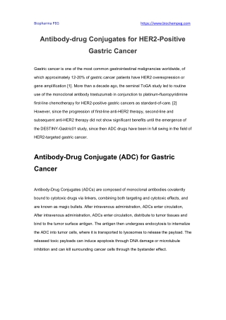 Antibody-drug Conjugates for HER2-Positive Gastric Cancer