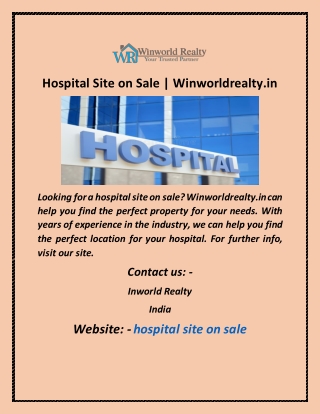 Hospital Site on Sale Winworldrealty in