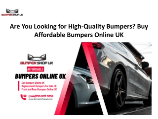 Are You Looking for High-Quality Bumpers. Buy Affordable Bumpers Online UK