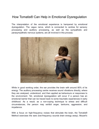 How Tomatis® Can Help in Emotional Dysregulation