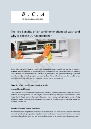 The Key Benefits of air conditioner chemical wash and why to choose DC Airconditioner