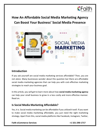 How An Affordable Social Media Marketing Agency Can Boost Your Business Social Media Presence