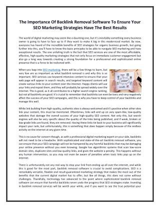 The Importance Of Backlink Removal Software To Ensure Your SEO Marketing Strategies Have The Best Results