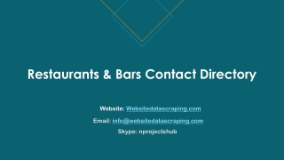 Restaurants & Bars Contact Directory