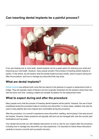 Can inserting dental implants be a painful process