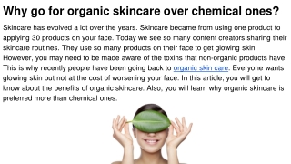 Why go for organic skincare over chemical ones