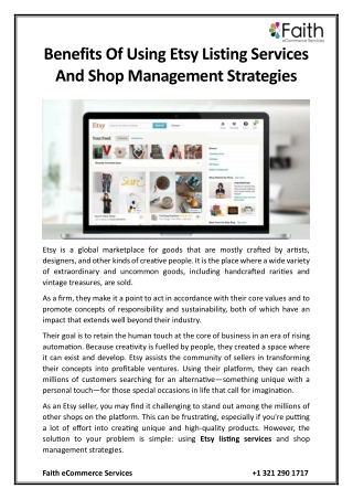 Benefits Of Using Etsy Listing Services And Shop Management Strategies