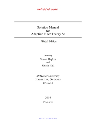 Solution Manual of Adaptive Filter Theory by Simon Haykin 4th – 5th edition pdf