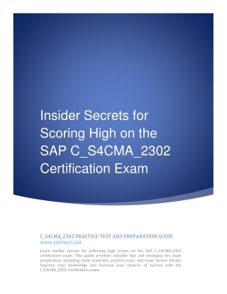 Insider Secrets for Scoring High on the SAP C_S4CMA_2302 Certification Exam