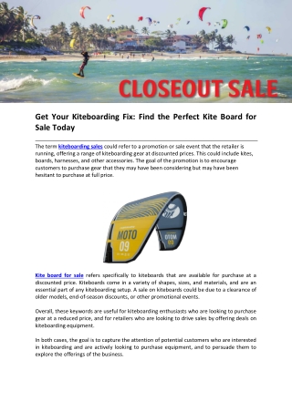 Get Your Kiteboarding Fix: Find the Perfect Kite Board for  Sale Today