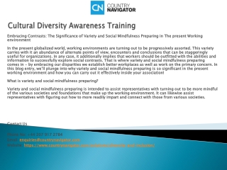 Cultural Diversity Awareness Training