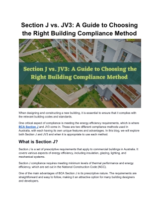 Section J vs. JV3: A Guide to Choosing the Right Building Compliance Method