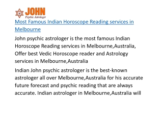 Most Famous Indian Horoscope Reading services in Melbourne