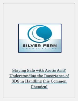 Staying Safe with Acetic Acid: Understanding the Importance of SDS