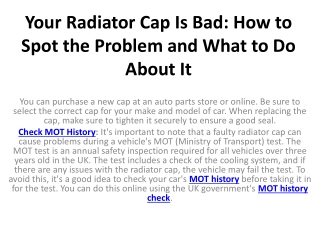 Your Radiator Cap Is Bad: How to Spot the Problem and What to Do About It
