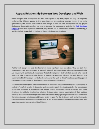 A great Relationship Between Web Developer and Web