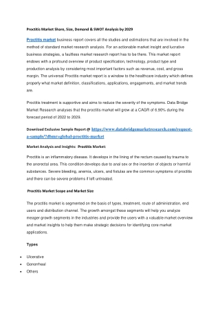 Proctitis Market Share, Size, Demand & SWOT Analysis by 2029