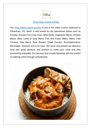 virsa indian cuisine and bar - PDF