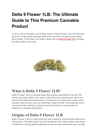 Delta 9 Flower 1LB_ The Ultimate Guide to This Premium Cannabis Product