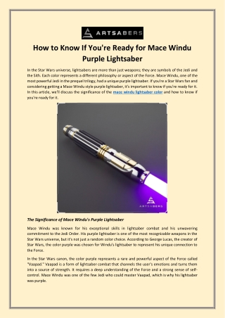 How to Know If You're Ready for Mace Windu Purple Lightsaber