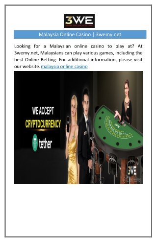 Malaysia Online Casino | 3wemy.net