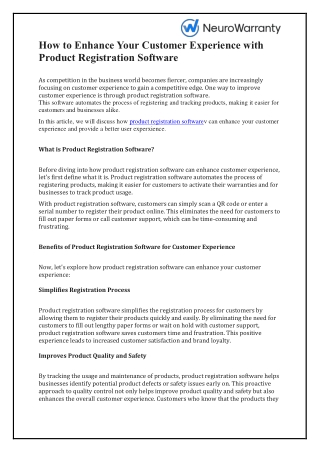 How to Enhance Your Customer Experience with Product Registration Software